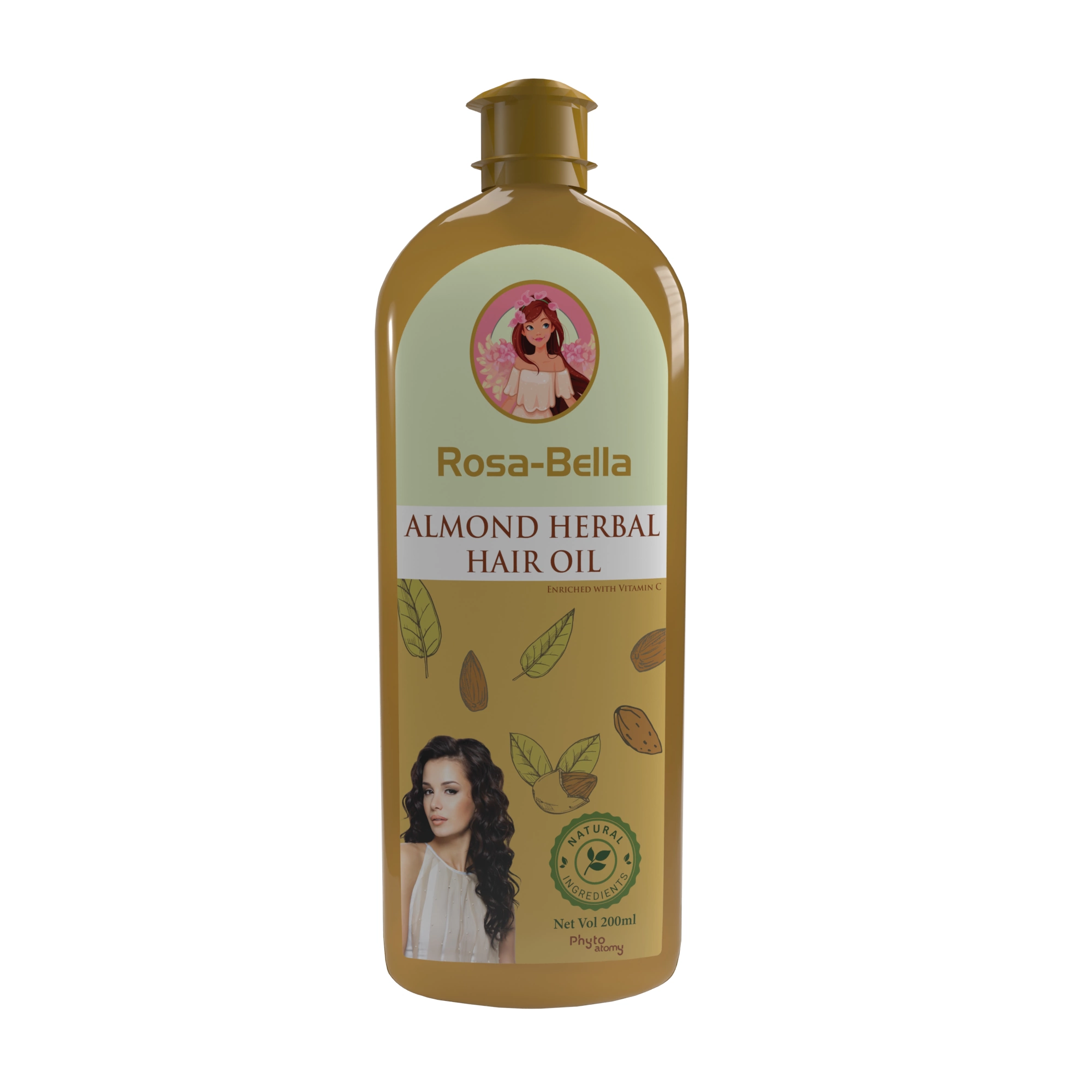 Rosabella Almond Hair Oil (200 ml)-48 Pcs.